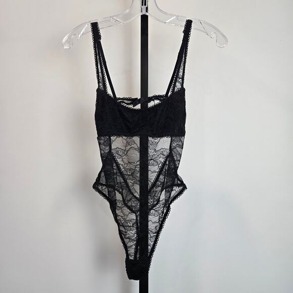 Out From Under Tops - Out From Under Lace Bodysuit Black Medium Whimsygoth Festival Grunge Floral
